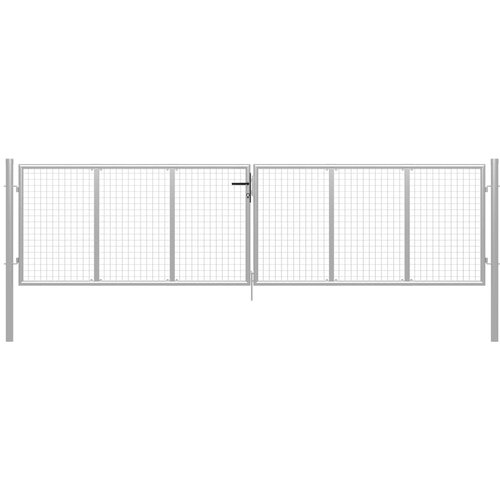 vidaXL Vrtna vrata pocinkano jeklo 415x175 cm srebrna Cene