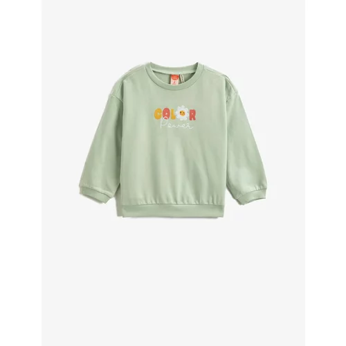 Koton Floral Back Sweatshirt with Embroidered Detail Raised