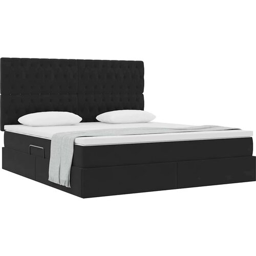  Krevet s prostorom za pohranu s LED-om Crna 180 x 200 cm Bar&amp;scaron;un Slike