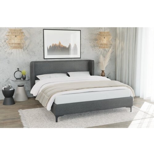 Ropez Tamno sivi tapecirani bračni krevet s podnicom 160x200 cm Basti &amp;ndash; Slike