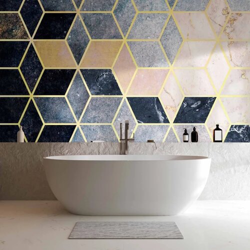  Foto tapeta - Blue Geometric Pattern 250x175 Vodootporna Slike