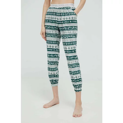 Hollister Co. Dugi doljnji dio pidžame za žene, boja: zelena