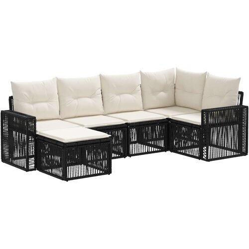 vidaXL Vrtna sedežna garnitura 6 pcs Črna in krem bela poli ratan, (5000271041) Cene