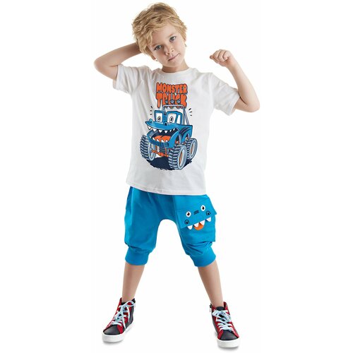 Denokids Monster Truck Boy T-shirt Capri Shorts Set Slike