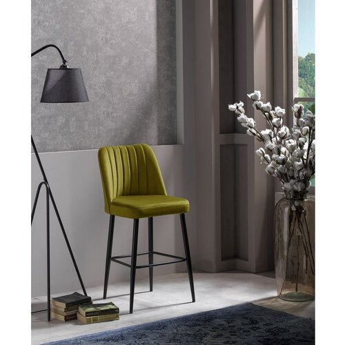 Hanah home Vento - Yellow YellowBlack Bar Stool Set (2 Pieces) Cene