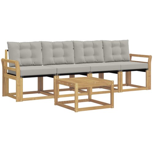 vidaXL Zunanja garnitura za sedenje 5 pcs Bela in svetlo siva, (5000281061) Cene
