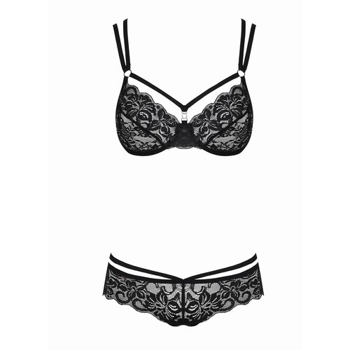 Obsessive Dvodelni čipkast set, črn Cene