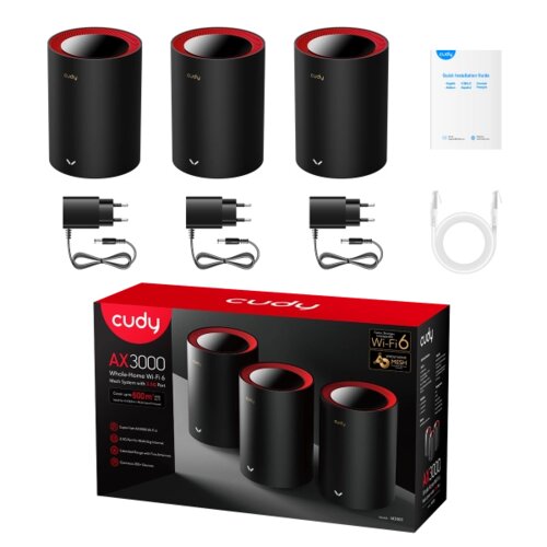 Cudy M3000 3-Pack AX3000 Dual Band 2.4Ghz+5Ghz WiFi6 MESH, 2.5G WAN+GE LAN, 5x Antena 128MB/2 Cene
