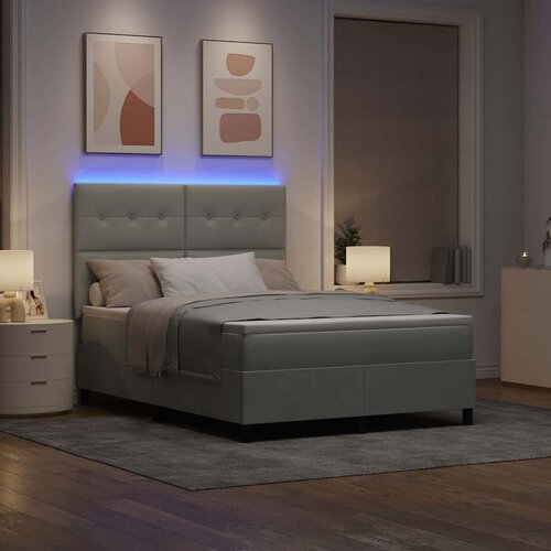  LED Box Spring Krevet Svijetlo siva 160 x 200 cm Bar&amp;scaron;un Svjetlosiva Slike