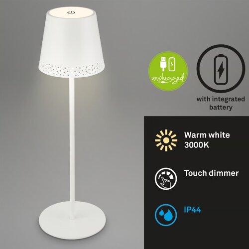 BRILO LED punjiva dodirna stona lampa KIKI LED/2,6W/5V IP44 2600 mAh bela Slike