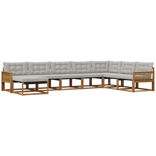 vidaXL Zunanja garnitura za sedenje 8 pcs Naravna in svetlo siva, (5000280813) Cene
