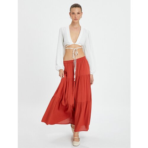 Koton Long Skirt with Tie Waist and Ruffles in a Comfortable Cut Slike