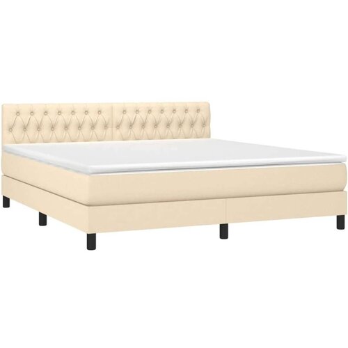 VidaXL Krevet box spring s madracem LED krem 180x200 cm od tkanine Slike