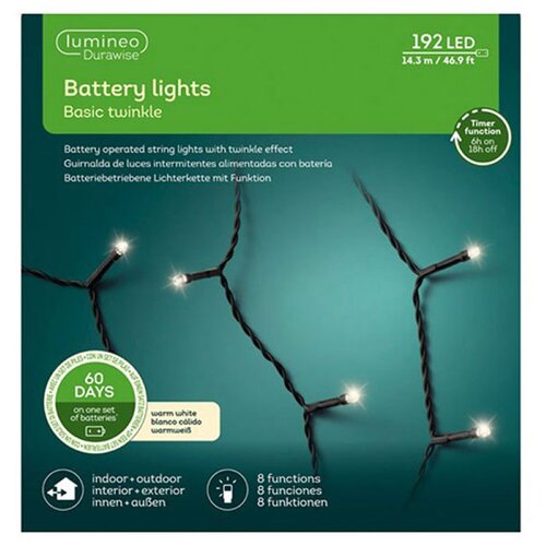  Led novogodišnje lampice baterija 8 funkcija topla bela L1430cm Lumineo 497161 Cene