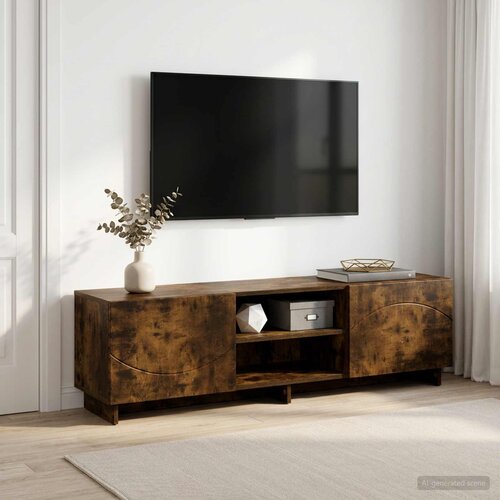  TV stalak 140 x 34,5 x 40 cm Dimljeni hrast Konstruirano drvo Slike
