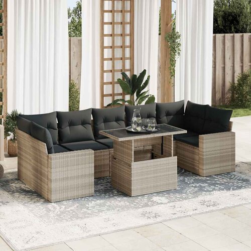 VidaXL 8-dijelni set vrtnih sofa od poliratana s jastucima svjetlosivi Slike