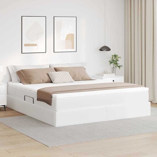 vidaXL Krevet s madracem i skladi&scaron;tem Bijelo 180 x 200 cm Lažna koža Cijene
