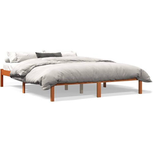 vidaXL Posteljni okvir voščeno rjav 160x200 cm trdna borovina Cene