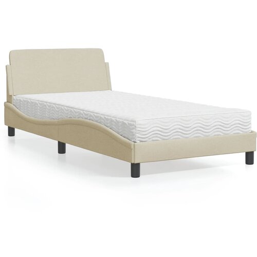 The Living Store Postelja z vzmetnico krem 100x200 cm blago - Postelja, (21660067) Cene