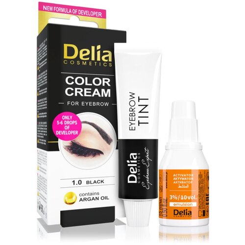 Delia Cosmetics Argan Oil barva za obrvi odtenek 1.0 Black 15 ml Slike