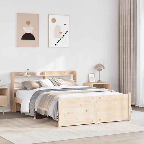 vidaXL Posteljni okvir z vzglavjem 140x200 cm trdna borovina Cene