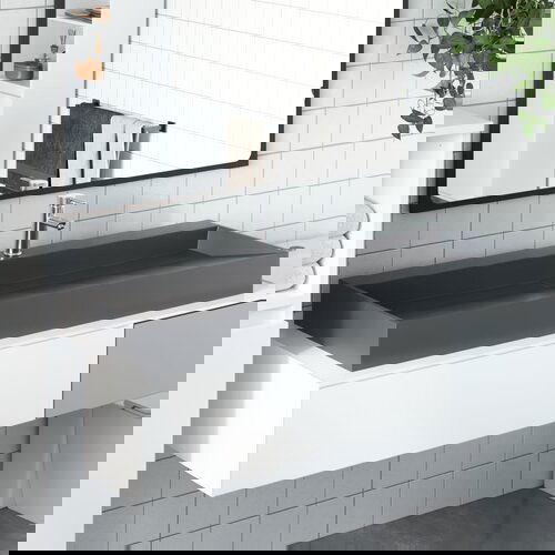 VidaXL Umivaonik od lijevanih minerala/mramora 120x46x11 cm antracit Slike