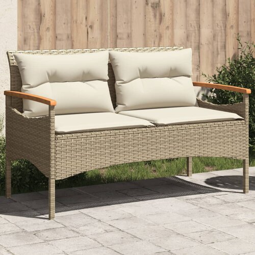  Vrtna klupa s jastucima 116 x 62,5 x 74 cm bež od poliratana Slike