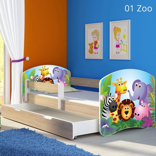 ACMA Dječji krevet s motivom, bočna sonoma + ladica 160x80 cm - 01 Zoo Cijene