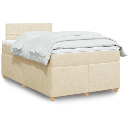 vidaXL Box spring postelja z vzmetnico krem 120x200 cm blago Cene