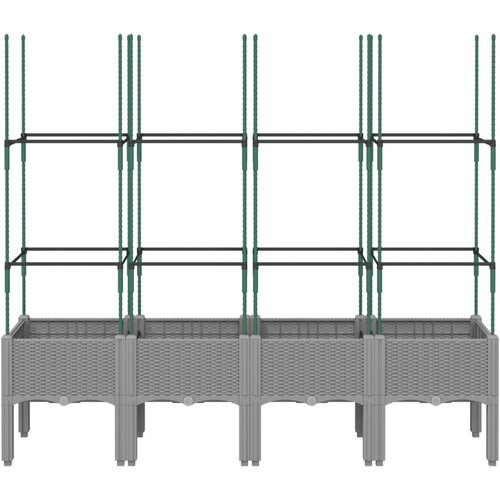  Vrtna sadilica s re&amp;scaron;etkom svjetlosiva 160 x 40 x 142,5 cm PP Slike