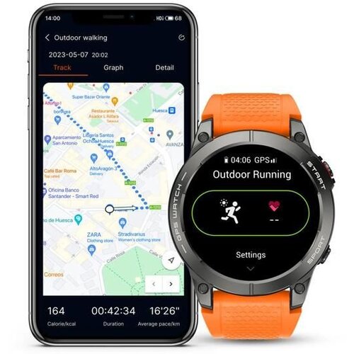 Manta pametni sat, BT, GPS, vodootporan, sportski, crni SWA001BK Slike