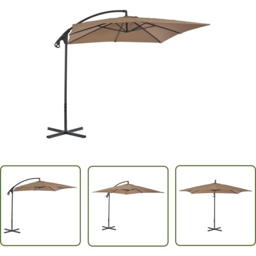  The Living Store Previsni senčnik z jeklenim drogom 250x250 cm taupe - Previsni Senčnik, (21743173) Slike