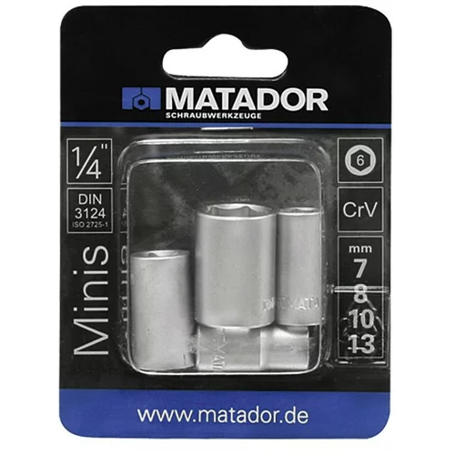 Matador Set nastavkov za nasadne ključe (7-8-10-13 mm, 1/4")