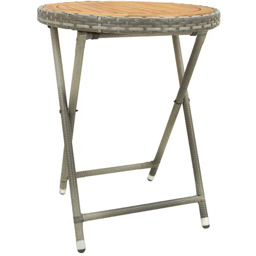 vidaXL Čajna mizica siva 60 cm poli ratan in trden akacijev les, (20580704)