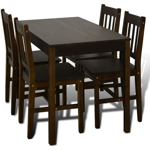 Maison Chic Lesena Jedilna miza - Kuhinjska miza - Jedilni stol s 4 stoli rjave barve, (21715247) Slike