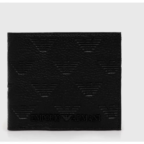 Emporio Armani Kožni novčanik za muškarce, boja: crna