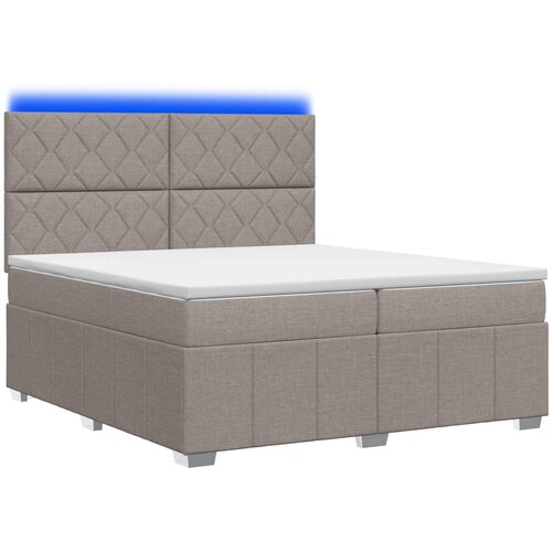  LED okvir za krevet s madracem Sivosmeđa 200 x 200 cm Tkanina Slike