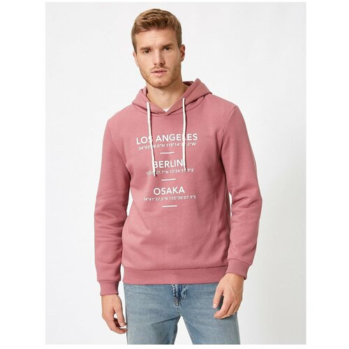 Koton Men's Pink Long Sleeve Printed Sweatshirt Cene