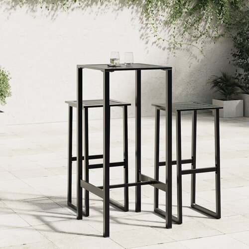  Barski stol crni 50x50x110 cm od čelika obloženog prahom Slike