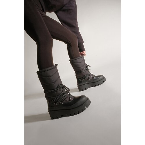 Marjin Women&amp;#039;s Snow Boots With Thick Soles Lace-Up Shearling Insole Visra Black Slike