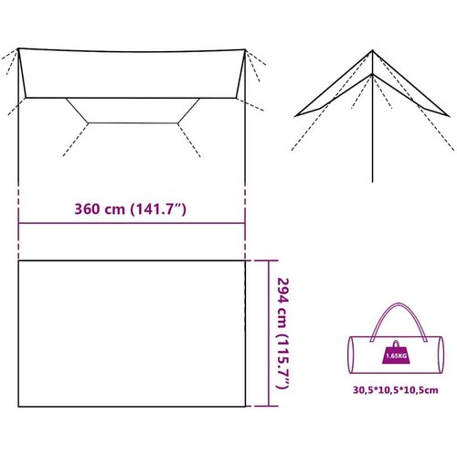 vidaXL Cerada za kampiranje sivo-narančasti 360 x 294 cm vodootporna Cijene