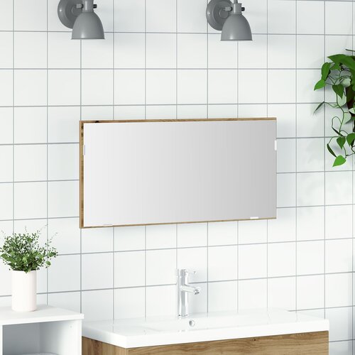 vidaXL ormarica s ogledalom s LED svjetlom hrast 80x37 cm Cijene
