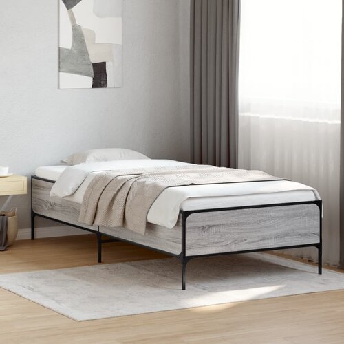 Furnova Posteljni okvir siva sonoma 90x200 cm inženirski les in kovina, (21940778) Slike