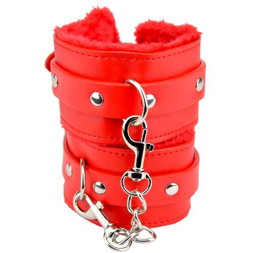 BOUND TO PLEASE Okovi Za Zapestje Plush Red Slike