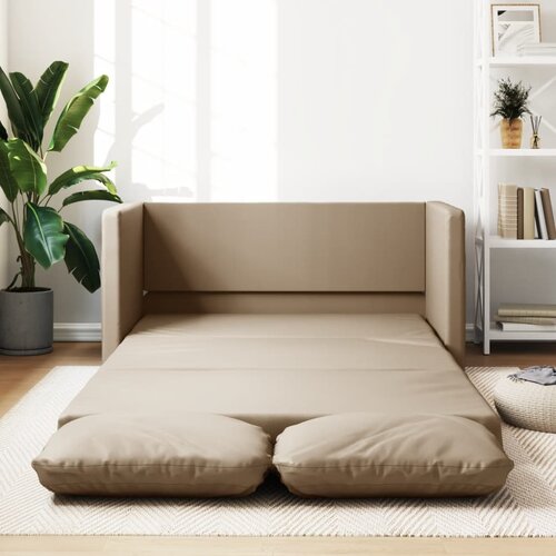 vidaXL Talni raztegljiv kavč 2 v 1 kapučino 112x174x55 cm umetno usnje Cene