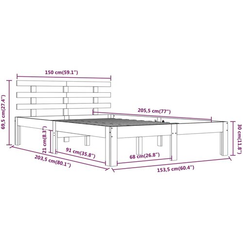  Okvir za krevet od masivnog drva sivi 150 x 200 cm veliki Slike