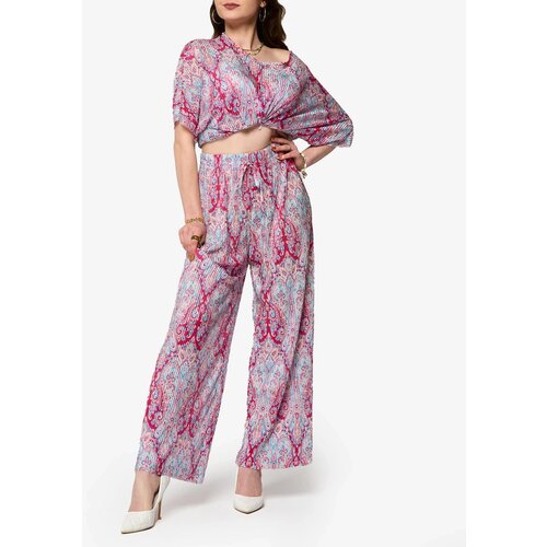 Resti Fuchsia-blue ribbed women&amp;#039;s set with print- Clothing Slike