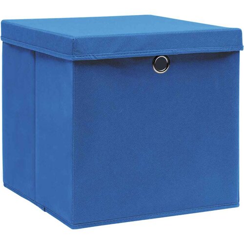  Kutije za pohranu s poklopcima 10 kom plave 32x32x32 cm tkanina Slike
