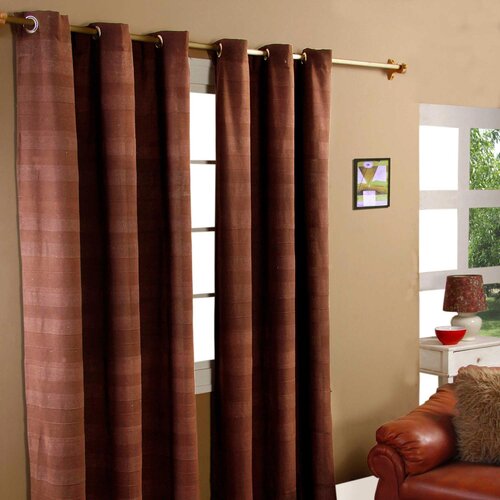 HOMESCAPES Bombažne zavese Rajput Ribbed Chocolate Brown, par, 137x137 cm, padec, (20749028) Cene
