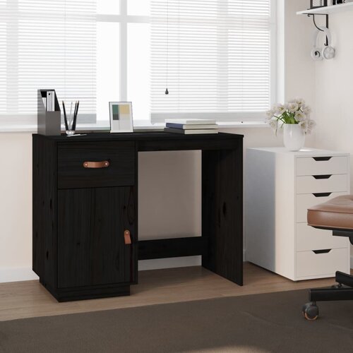 vidaXL Radni stol crni 95x50x75 cm od masivne borovine Cijene